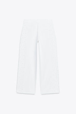 Z1975 WIDE-LEG JEANS WITH PERFORATED EMBROIDERY - Zara фото 6