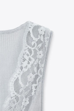 LACE RIBBED T-SHIRT - Zara фото 20