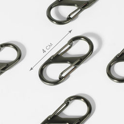 Карабин металлический, двойной, 40×18 мм, 5 шт., цвет чёрный никель