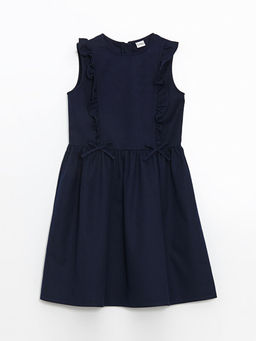 Bisiklet Yaka Fiyonk Detayl? K?z ?ocuk Elbise