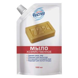 МИСТЕР ЧИСТЕР жидк.мыло хозяйственное 72% 1л дой-пак
