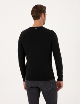 Siyah Slim Fit Bisiklet Yaka Triko Kazak - Pierre cardin фото 5