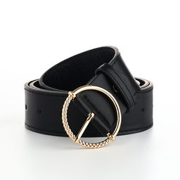 Ремень женский с винтом, 110×4 см, круглая пряжка металл, золотистая, чёрный