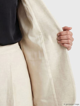 Keten Kar???ml? Kad?n Blazer Ceket