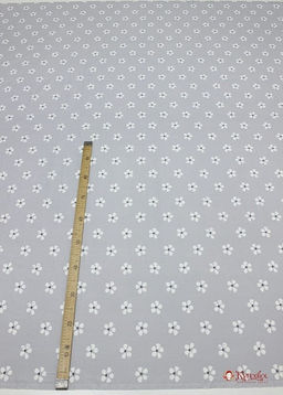 Поплин Белые цветочки под набойку на сером, ш.2.2м, хлопок-100%, 115гр/м.кв - Купава фото 2