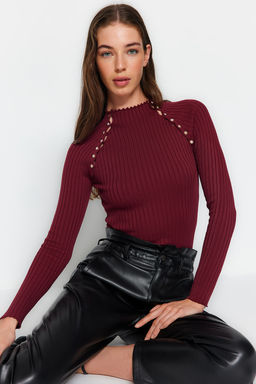 Bordo Pencere/Cut Out Aksesuar Detayl? Triko Kazak TWOAW24KZ00225