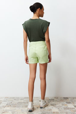 TRENDYOLMILLA Ekru Pacas? Katlamal? Yuksek Bel Denim Sort TWOSS20SR0231  фото 15