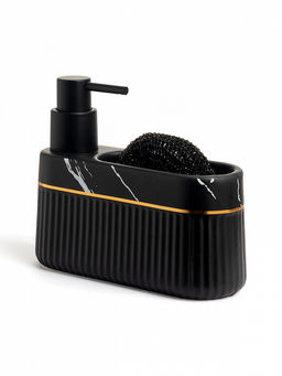 Диспенсер для жидкого мыла с черной губкой 16,5x6,1x13,2 черный керамика