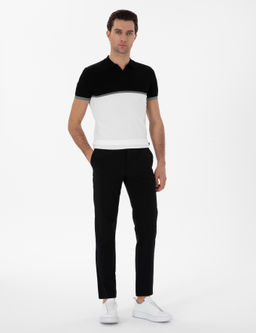 Siyah Slim Fit Apa_ Yaka Triko T-shirt