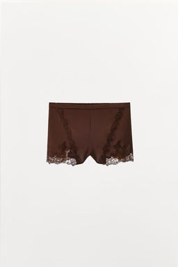 SATIN SHORTS WITH EMBROIDERY AND LACE - Zara фото 5