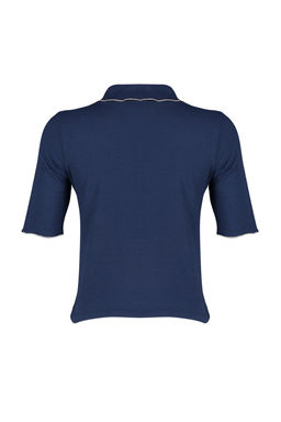 Trendyolmilla Siyah Yaka Detayl? Regular/Normal Kal?p Orme Orme Bluz TWOSS24BZ00194 фото 11