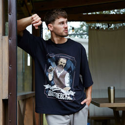 Футболка мужская KAFTAN «Достоевский», размер 46, чёрная