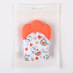 Прорезыватель-рукавичка Крошка Я «Собачки», от 3 мес., красный