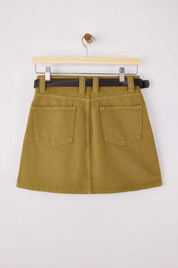 Camel Kemerli Mini Denim Etek TWOSS26ET00005 - Trendyolmilla фото 2