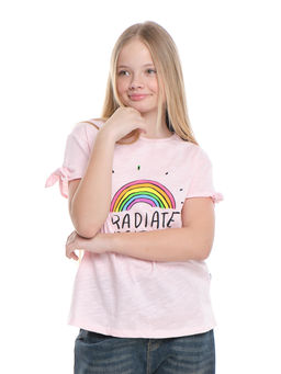 Футболка с принтом для девочки UD 5114 розовый