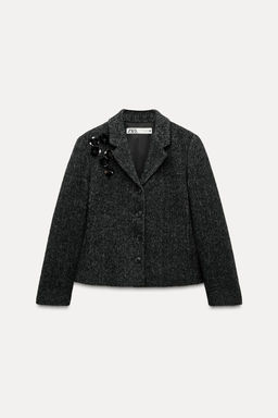 EMBROIDERED HERRINGBONE BLAZER - ZW COLLECTION - Zara фото 6