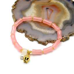 Браслет из полимера "Тюльпан" цв.розовый светлый, 17см