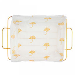 Корзина-сухарница металлическая, окрашенная Мечта 26х18,5см h7см s3мм, форма прямоугольная с ручками, на ножках, чехол хлопок на кнопках, цвет - золотой (Китай) - Домашняя мода фото 3