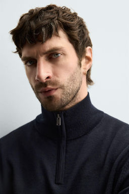 100% WOOL QUARTER-ZIP SWEATER