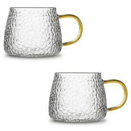 Кружка рельефное стекло, 420 мл, упак. 2 шт - BESTCOFFEE фото 3