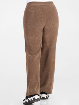 Брюки из микровельвета прямые коричневые женские - Almond фото 6