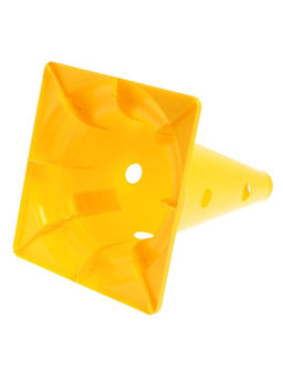 Конус - фишка, пластиковая, спортивная, разметочная, с отверстиями, 32 см, цвет жёлтый