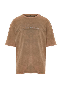 TRENDYOL MAN Antrasit Oversize/Genis Kesim Soluk Efektli Yaz? Bask?l? %100 Pamuklu T-Shirt TMNSS23TS00174 - Trendyolmilla фото 7