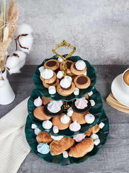 Ваза для канапе 3-х ярусная 15/20/25 Круг Волна зеленая / D-1267 /уп 80/ Пластик/689068 - Галеонтрейд фото 3