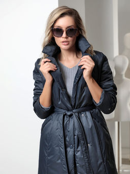 Пальто дем. т.синий - Dizzyway фото 3