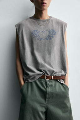 CAMISETA TANK RELAXED FIT ESTAMPADOS / Gris