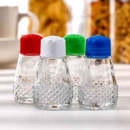 Цена за 7 шт. Солонка стеклянная «Глория», 50 мл, 4.5×8 см, цвет МИКС