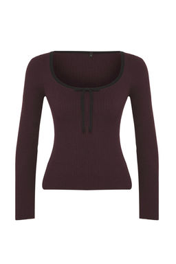 Siyah Merserize Gorunumlu Premium Iplik/Ozel Iplik Kurdele/Fiyonk Detayl? Triko Kazak TWOAW25KZ00207 - Trendyolmilla фото 17