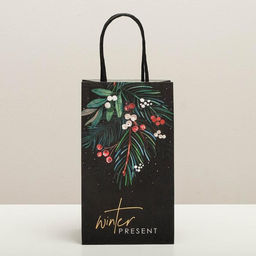 Пакет подарочный новогодний крафтовый «Еловая веточка», 12 х 21 х 9 см