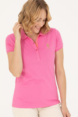 Женская розовая базовая футболка с воротником-поло Неожиданная скидка в корзине - U.s. polo assn фото 10