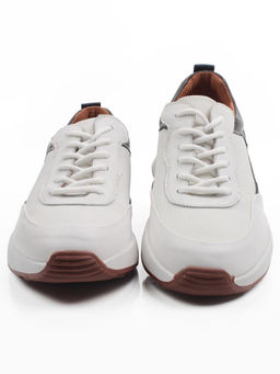 03-10-57 WHITE/DK. GREY Кроссовки мужские (натуральная кожа, текстиль)