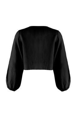 TRENDYOLMILLA Sar? Dokuma %100 Keten Baglamal? Balon Kollu Plaj Gomlek TBESS25GO00016 фото 24