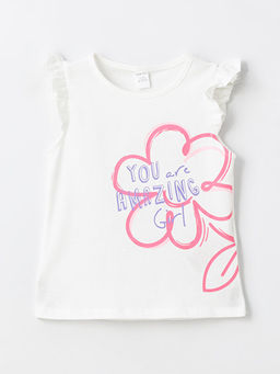 Bisiklet Yaka Kolsuz Bask?l? K?z Bebek Ti??rt