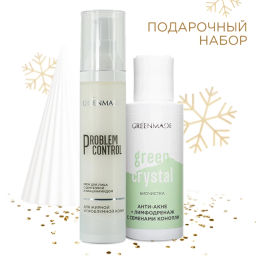 Подарочный набор "Нежный уход и обновление" для лица
(Крем PROBLEM CONTROL для жирной и проблемной кожи 50 мл НОВИНКА
Биочистка Green Crystal Анти-акне+лимфодренаж с семенами конопли 55 гр)