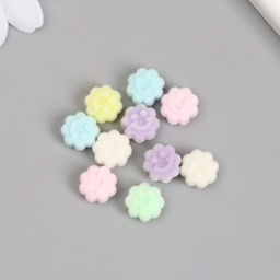 Цена за 10 шт. Бусина для творчества бархатное напыление Цветок-смайл. Нежные оттенки, 0.7?1.2?1.2 см