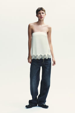 SATIN BANDEAU TOP WITH LACE - Zara фото 10