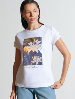 Свободная футболка с принтом из премиального хлопка с эластаном - Vilatte фото 6