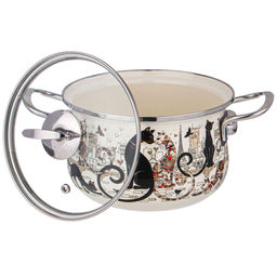 НАБОР КАСТРЮЛЬ AGNESS ЭМАЛИРОВАННЫХ СЕРИЯ ПАРИЖСКИЕ КОТЫ 4ПР. 2,0Л И 2,8Л, 18Х11СМ, 20Х12СМ  фото 3