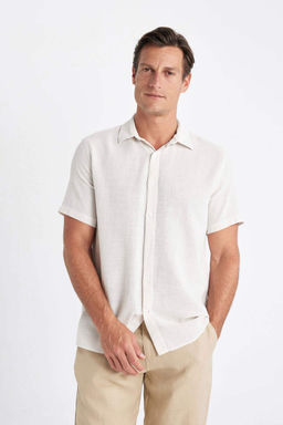 Хлопковая рубашка с короткими рукавами и воротником поло стандартного кроя - Defacto фото 3