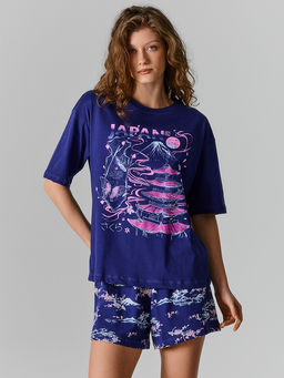 Комплект домашний женский синий с принтом - Mark formelle фото 2