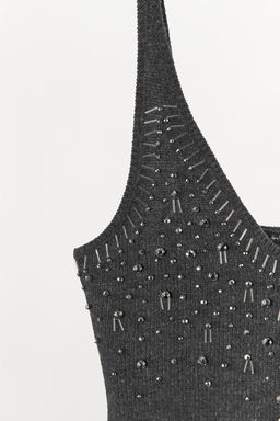 KNITTED TOP WITH RHINESTONES AND BEADS - Zara фото 6