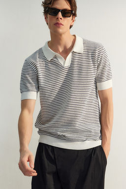 Lacivert Relaxed K?sa Kol Polo Yaka Triko T-shirt TMNSS23PO00026