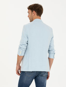 A__k Mavi Ex. Slim Fit Keten Kar___ml_ Ceket