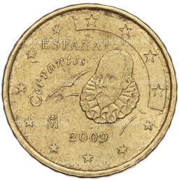 Монета 10 евроцентов 2009 года Испания