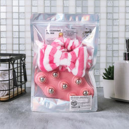 Набор: повязка для головы и роликовый массажёр «Мрр», розовый, 19 х 8,5 см