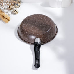 Сковорода Rock, d=21 см, пластиковая ручка, антипригарное покрытие, углеродитсая сталь, коричневая
